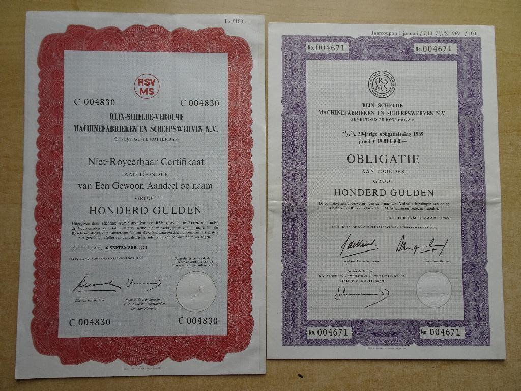 2x verschillende Scheepvaartaandelen. Rotterdam 1971/1969, Postzegels en Munten, Aandelen en Waardepapieren, Ophalen of Verzenden