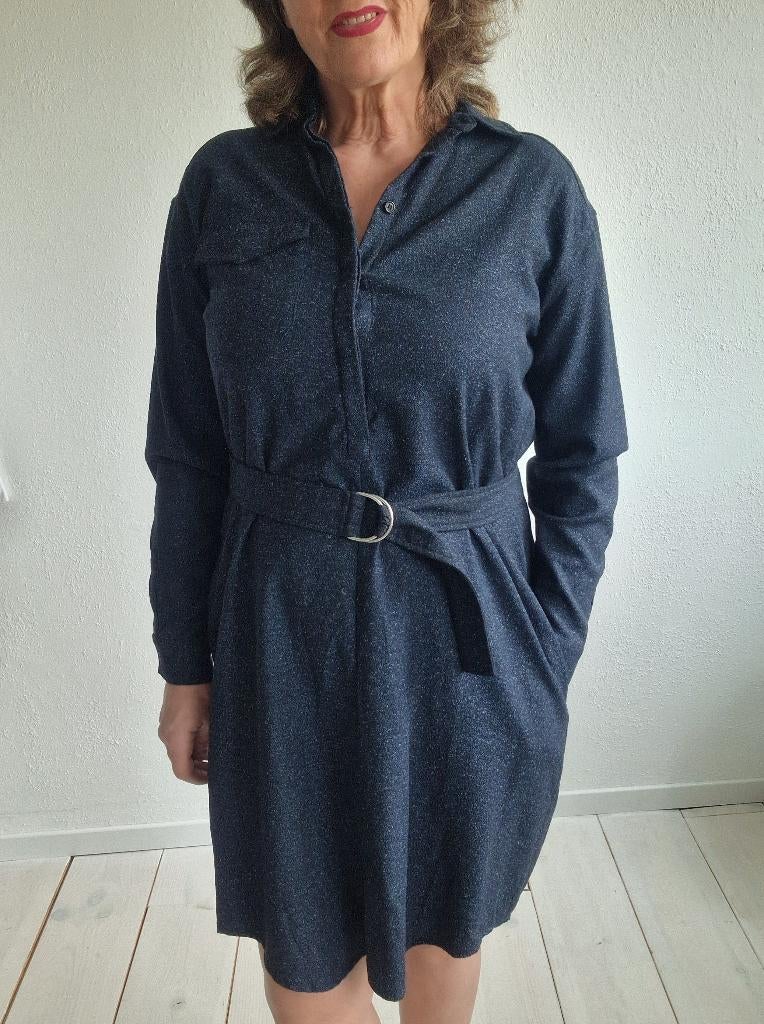 Shirtdress Joline Jolink. Model FALL. Maat M. Blauw/zijde, Blauw, Nijmegen, Verhip-vintage.nl, Nieuw