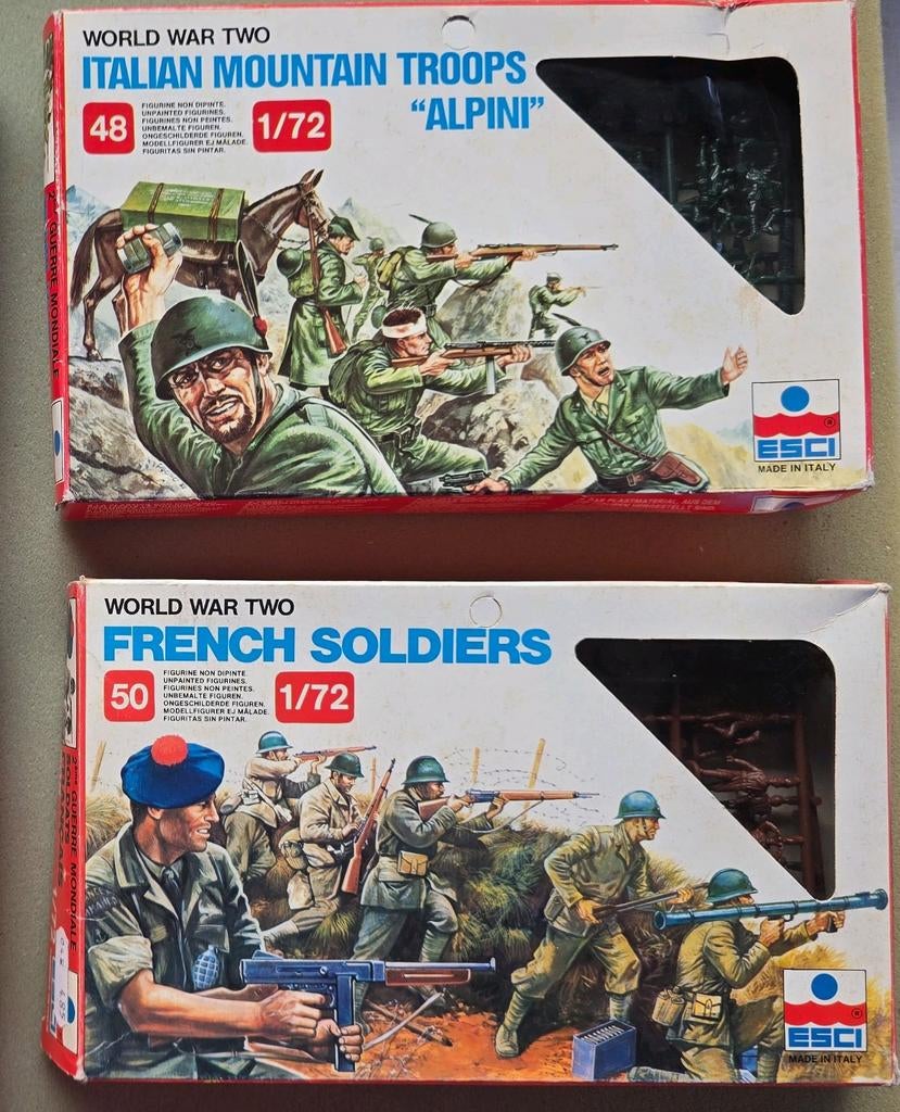 ESCI 1/72 WO2 soldaten – French & Italian Alpini soldiers, Ophalen of Verzenden, Gebruikt, 1:50 of kleiner