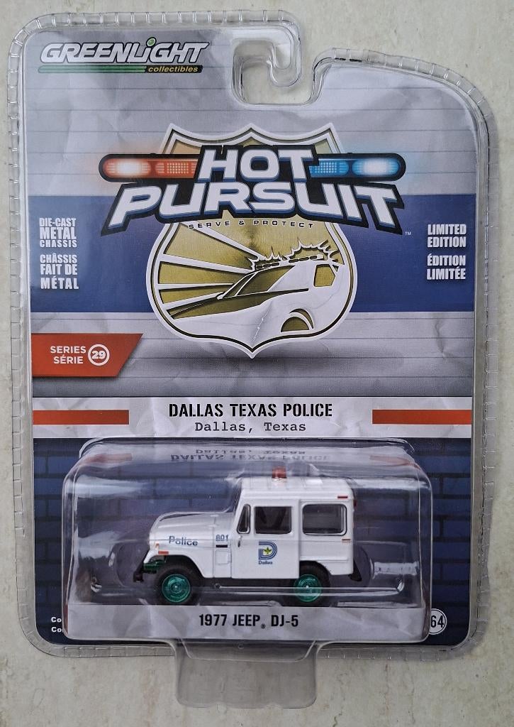 1977 Jeep DJ-5 Greenlight 1/64 Chase Dallas Texas Police, Ophalen of Verzenden, Nieuw, Auto