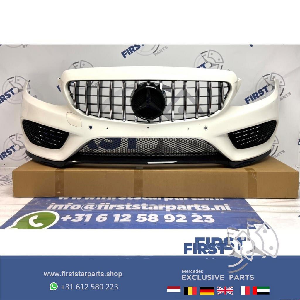 W205 C43 AMG VOORBUMPER + GT GRIL Mercedes C Klasse WIT COMP, Gebruikt, -, Voor, Ophalen of Verzenden
