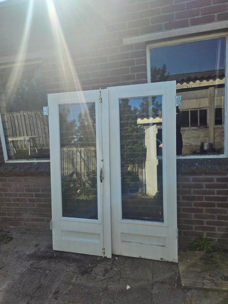 Houten Franse balkondeuren, Ophalen, Gebruikt, Minder dan 80 cm, Minder dan 200 cm