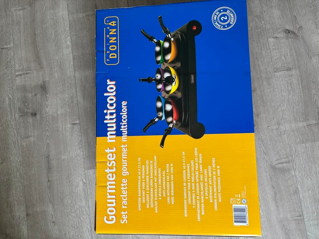 Gourmetset Multicolor Raclette - Nieuw in doos, Ophalen, Nieuw, 4 t/m 7 personen