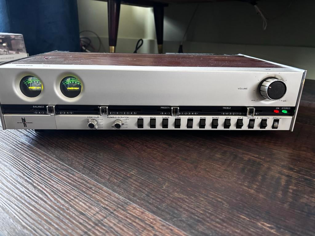 Philips 521 Fish Eye versterker, Audio, Tv en Foto, Versterkers en Receivers, Gebruikt, Stereo, 60 tot 120 watt, Overige merken