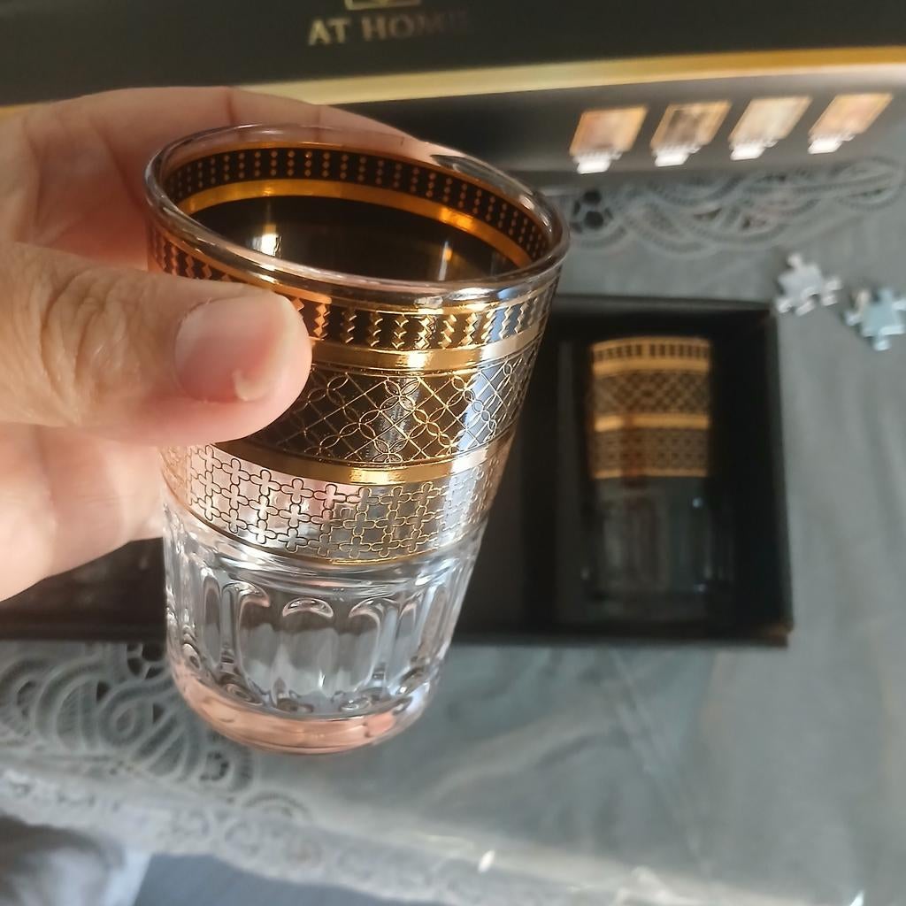 6 Nieuwe Marokkaanse theeglazen - Goudkleurig design, Ophalen of Verzenden, Nieuw