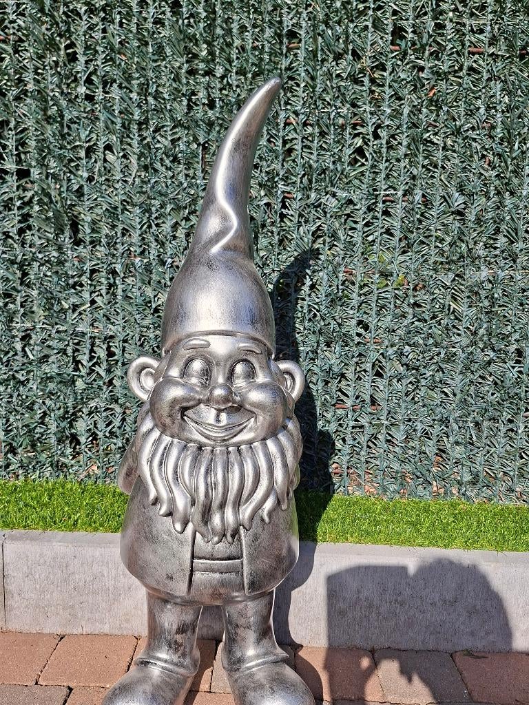 Tuin kabouter antiek zilver bijna 1 meter groot, Ophalen, Nieuw, Kunststof, Overige typen