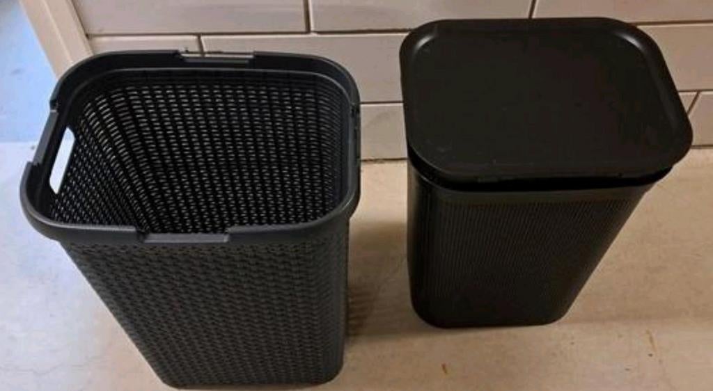 Drie wasmanden (2x Blokker 50L, 1x Curver 60L), Huis en Inrichting, Ophalen, Zo goed als nieuw, Zwart, Overige typen