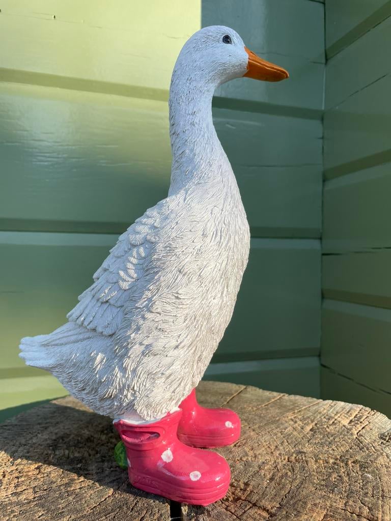 Gans roze regenlaarsjes beeld tuin vijver zwembad boerderij, Ophalen of Verzenden, Nieuw, Kunststof, Dierenbeeld