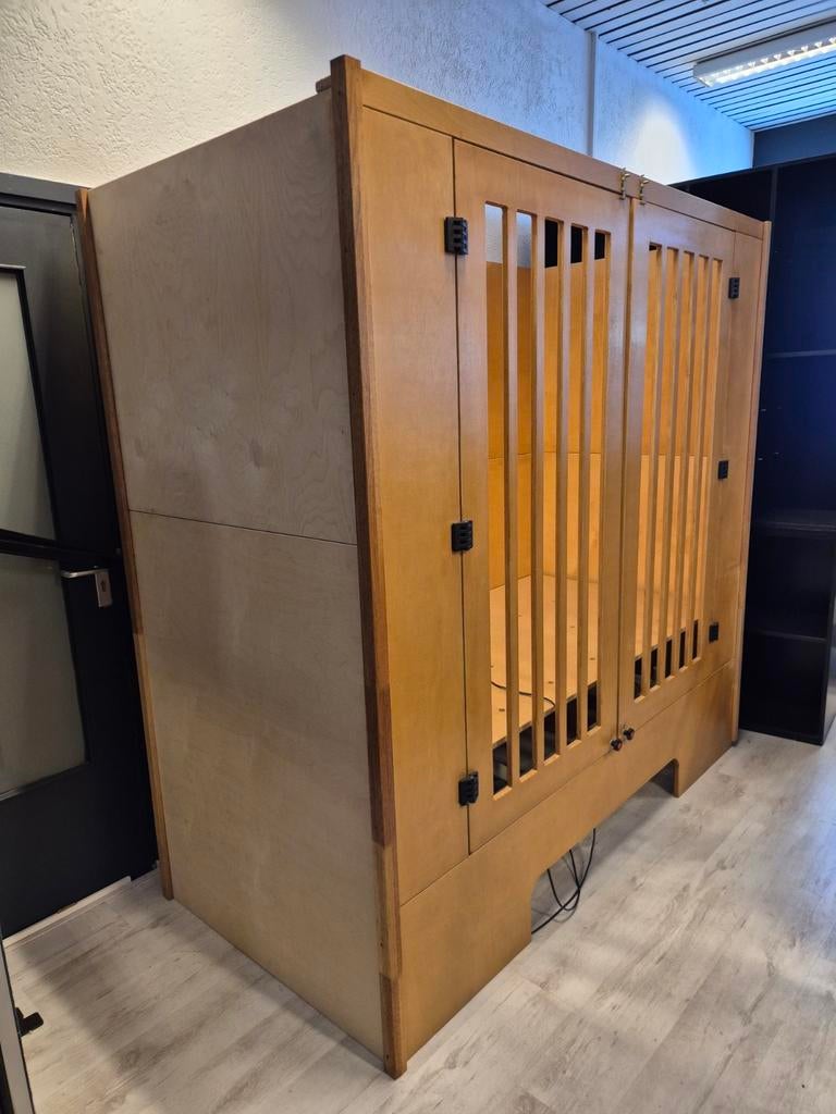 Bedbox hoog laag na model Zeeland van Atlas met dichte hemel, Ophalen, Eenpersoons, 200 cm, Hout