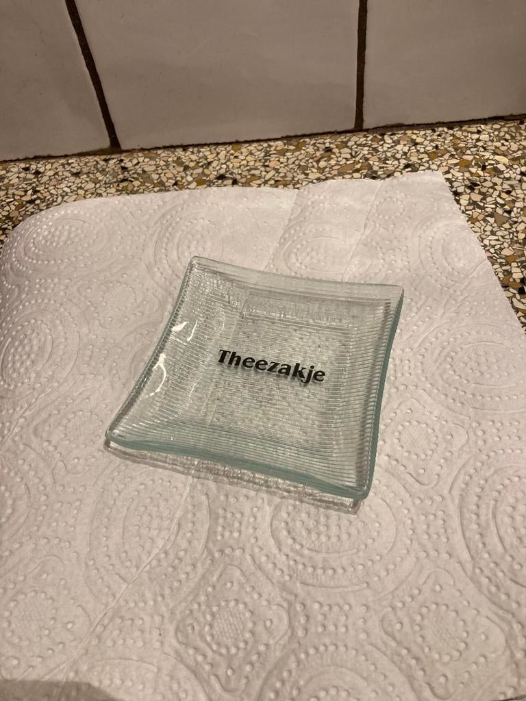 Glazen houder theezakjes, Ophalen of Verzenden, Zo goed als nieuw