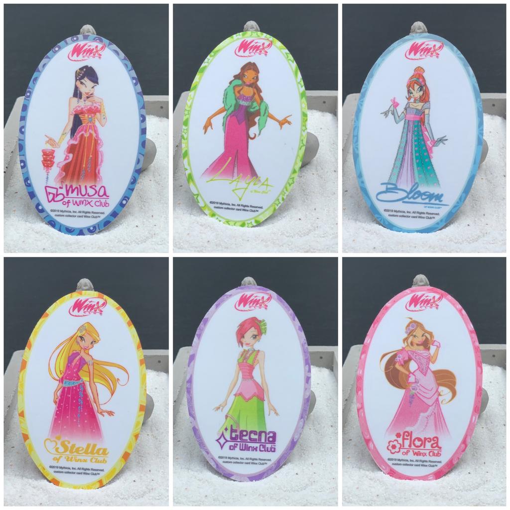 6 Winx Club Ballgown kaartjes pop Mattel Witty Simba Jakks, Ophalen of Verzenden, Zo goed als nieuw, Pop