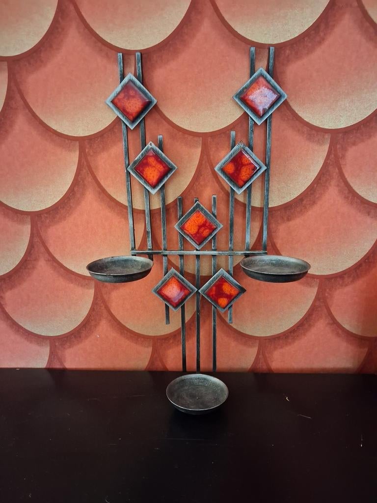 Vintage ,brutalist Fatlava,wand kandelaar, Ophalen of Verzenden