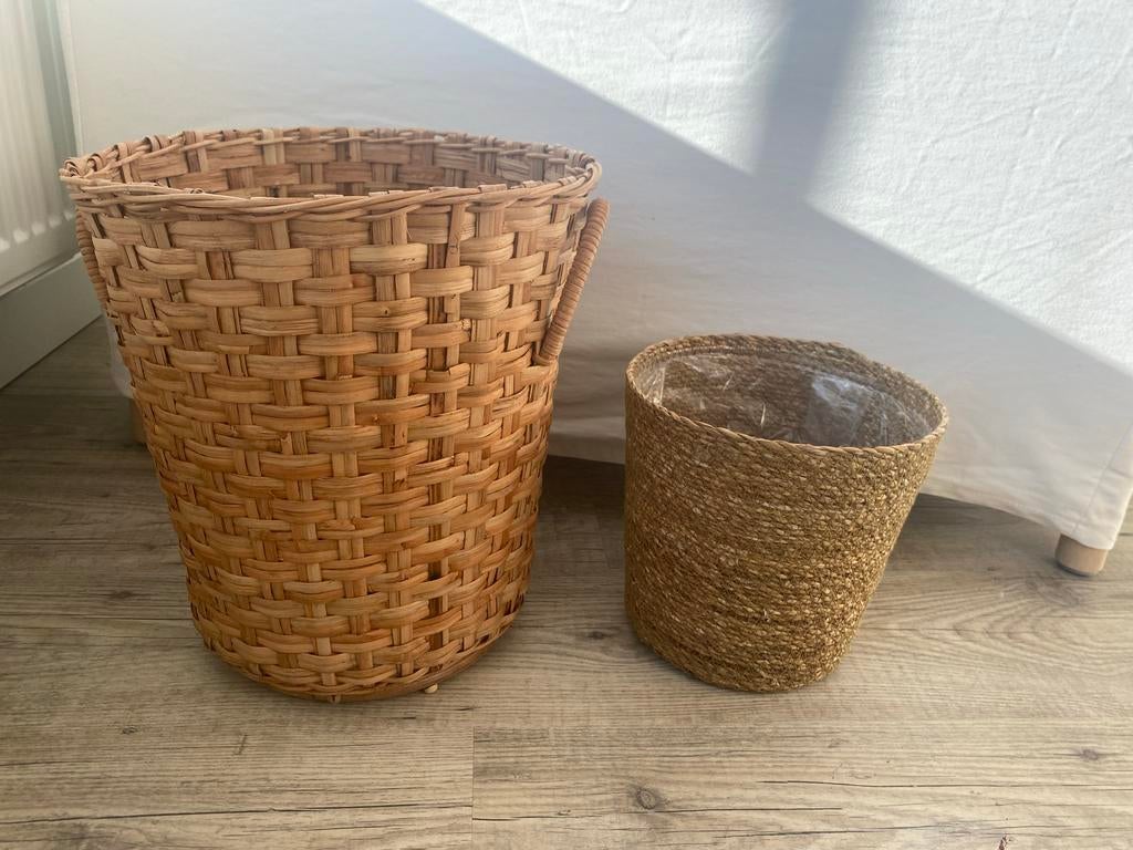 Rieten manden, Huis en Inrichting, Mand, Rond, Ophalen of Verzenden, Zo goed als nieuw