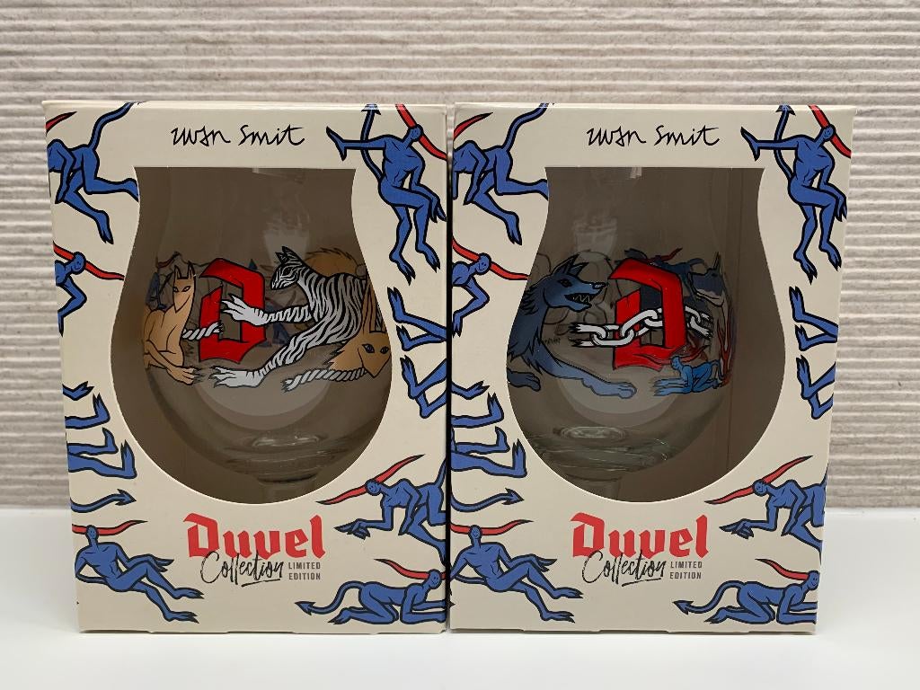 Mooie Collector Duvel glazen Iwan Smit hond en kat, Verzamelen, Biermerken, Ophalen of Verzenden, Nieuw, Glas of Glazen, Duvel
