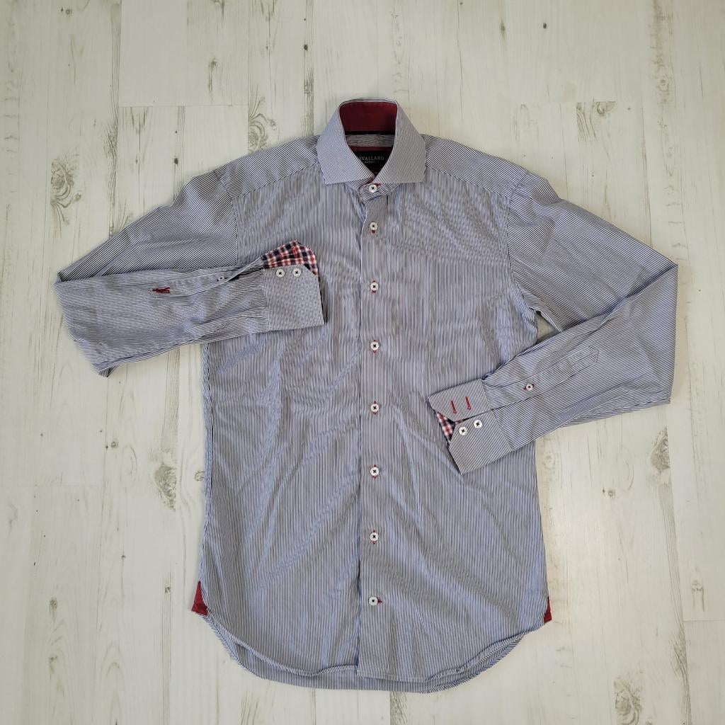 Cavallaro Napoli overhemd M 38 gestreepde blauw wit, Kleding | Heren, Overhemden, Blauw, Zo goed als nieuw, Cavallaro Napoli, Halswijdte 39/40 (M)