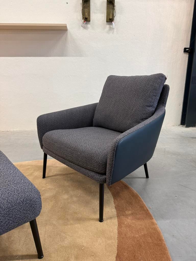 Nieuw Rolf Benz Jon Fauteuil Stof blauw leer Design stoel, Huis en Inrichting, Fauteuils, Nieuw, 75 tot 100 cm, Ophalen of Verzenden