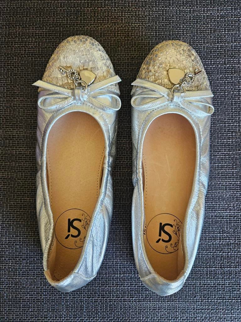 NIEUW SÍ zilverkleurige leren ballerinas maat 38, Overige kleuren, SÍ, Nieuw, Ballerina's