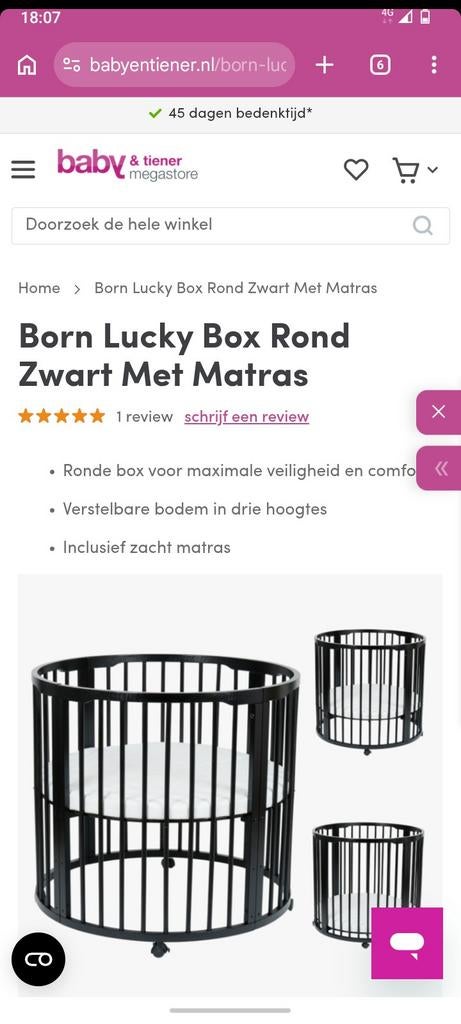 Nieuwe Born Lucky Box Rond Zwart met Matras, Ophalen of Verzenden, Nieuw, Rond