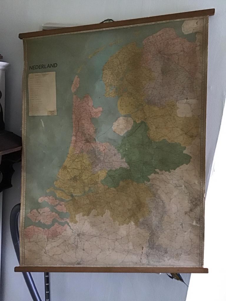 Oude schoolplaat van Nederland, Antiek en Kunst, Antiek | Schoolplaten, Ophalen of Verzenden, Aardrijkskunde