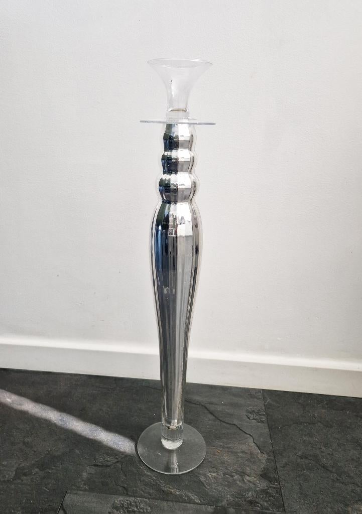 Zeer Mooie Kandelaar Glas met Zilver Nieuw, Ophalen of Verzenden, Zo goed als nieuw, Metaal, Minder dan 25 cm