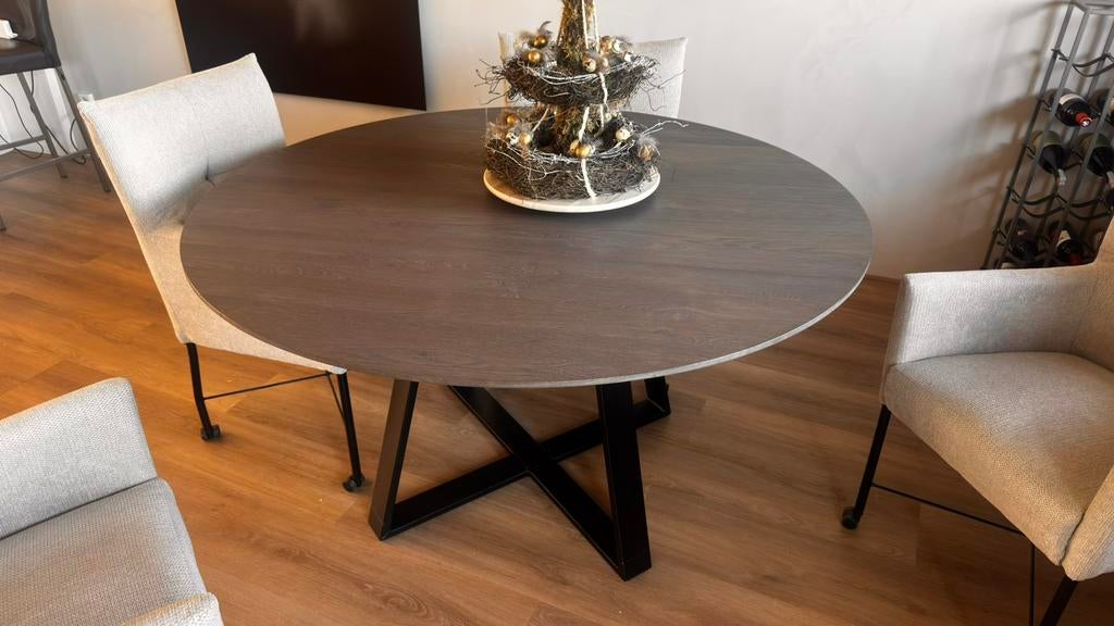 Eethoektafel, Ophalen, 100 tot 150 cm, Zo goed als nieuw, Eikenhout