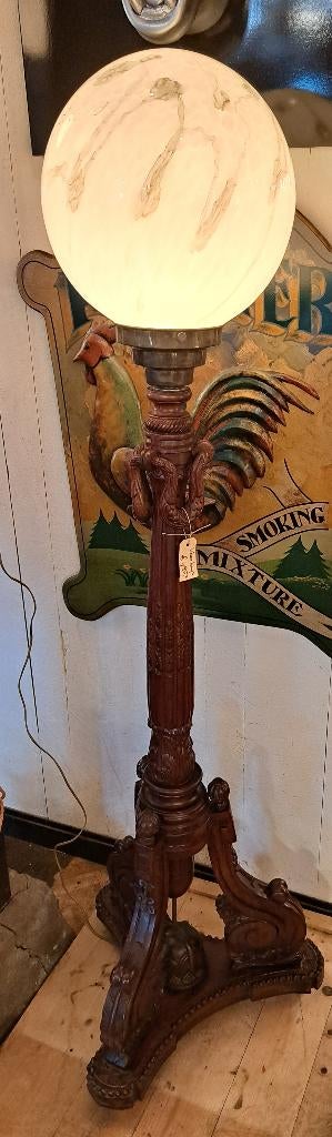 Zeer bijzondere mooie echte antieke vloerlamp met glazen bol, Ophalen