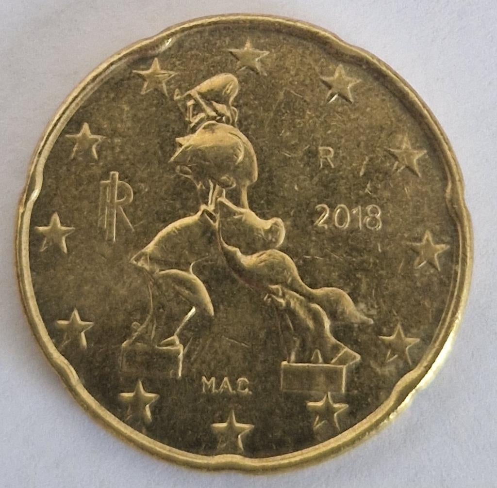 Italie 2018 - 20 eurocent, Postzegels en Munten, Munten | Europa | Euromunten, Verzenden, Italië, 20 cent, Losse munt