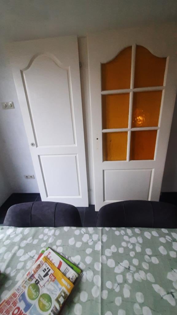 3 opdekdeuren, Doe-het-zelf en Verbouw, Deuren en Horren, Gebruikt, Binnendeur, Ophalen of Verzenden, Glas