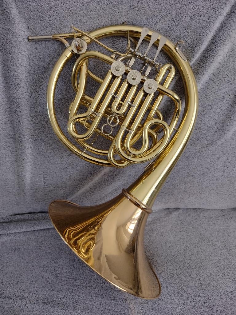 Hans Smit custom made dubbelhoorn, Muziek en Instrumenten, Ophalen of Verzenden, Zo goed als nieuw, Overige typen, Met koffer