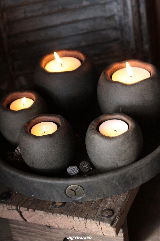 BRYNXZ Majestic Brown / set van 5 theelichthouders op schaal, Www.jufbrocante.nl, Www.jufbrocante.nl, Nieuw, Ophalen of Verzenden