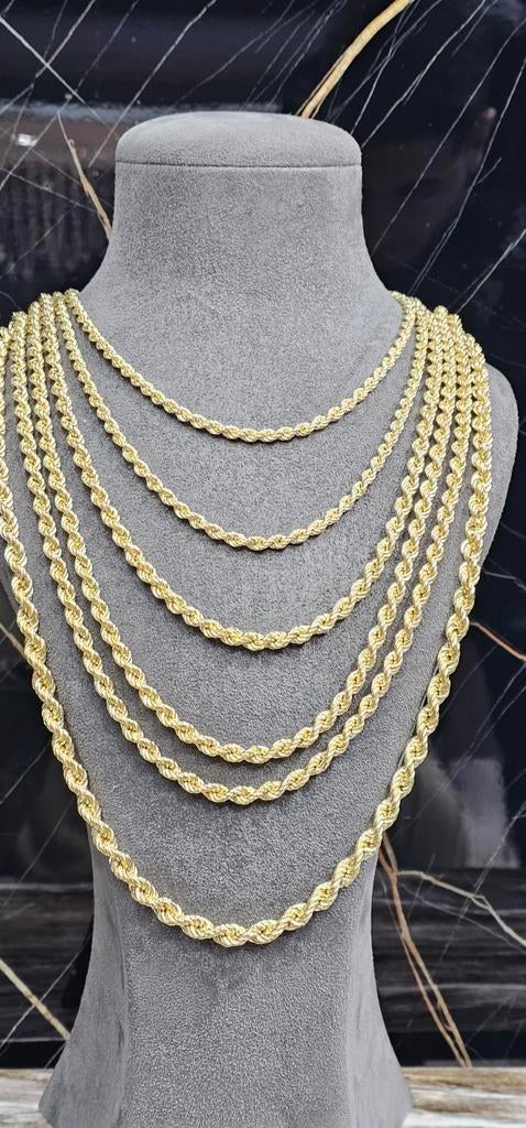 925 Zilver Vergulden Rope Chains 70cm / 5.7mm, Sieraden, Tassen en Uiterlijk, Kettingen, Ophalen of Verzenden, Nieuw, Zilver, Zilver