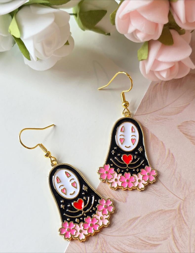 Cute anime ghost earings Japan style, Ophalen of Verzenden, Zo goed als nieuw, Overige kleuren, Overige materialen