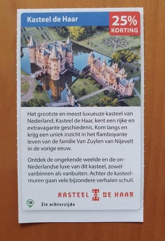 Kasteel de Haar 25% korting maximaal 5 personen, Tickets en Kaartjes, Drie personen of meer, Kortingsbon