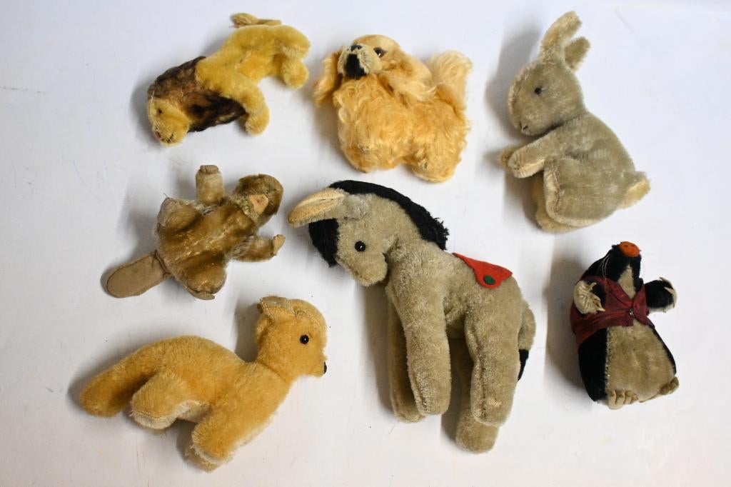 ongemerkt lot 7x oude gevulde dieren knuffels type steiff, Antiek en Kunst, Antiek | Speelgoed, Ophalen of Verzenden