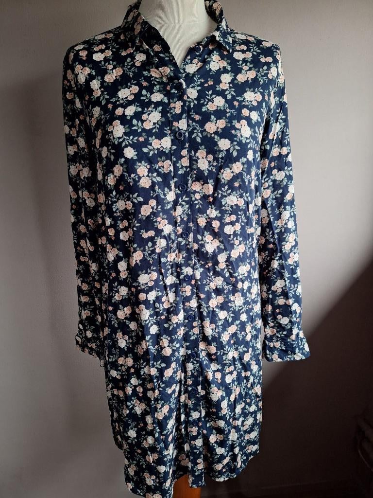 Nieuwe blauwe stretch blouse jurk print van C&A, maat M/38, Maat 38/40 (M), Blauw, Nieuw, Ophalen of Verzenden