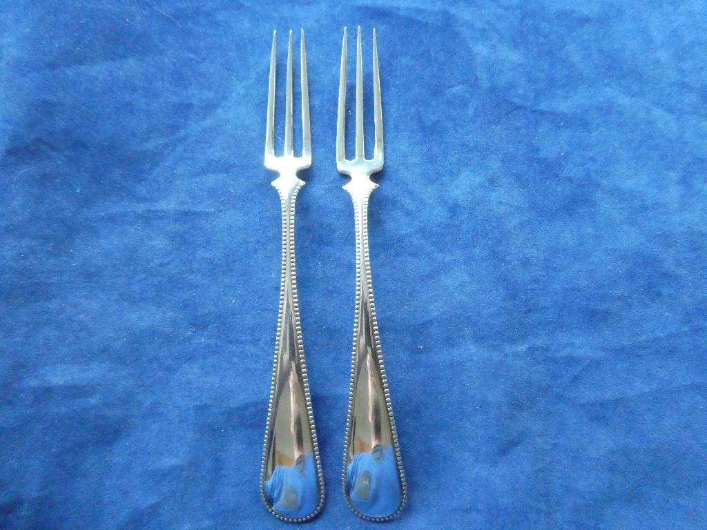 2 zilveren zuurvorken parelrand wed kuijlenburg schoonhoven, Ophalen of Verzenden, Zilver