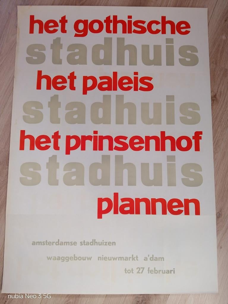 Affiche Amsterdamse Stadhuizen - Tentoonstelling, Ophalen of Verzenden, A1 t/m A3, Reclame, Rechthoekig Staand