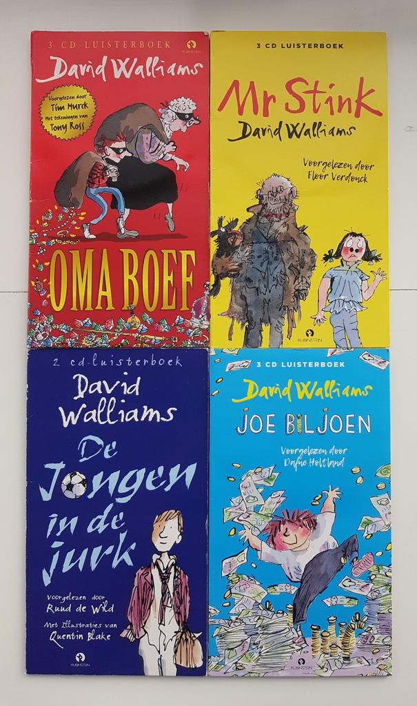4x Luisterboek David Walliams oa Oma Boef, Mr Stink, Biljoen, Boeken, Ophalen of Verzenden, David Walliams, Cd, Kind
