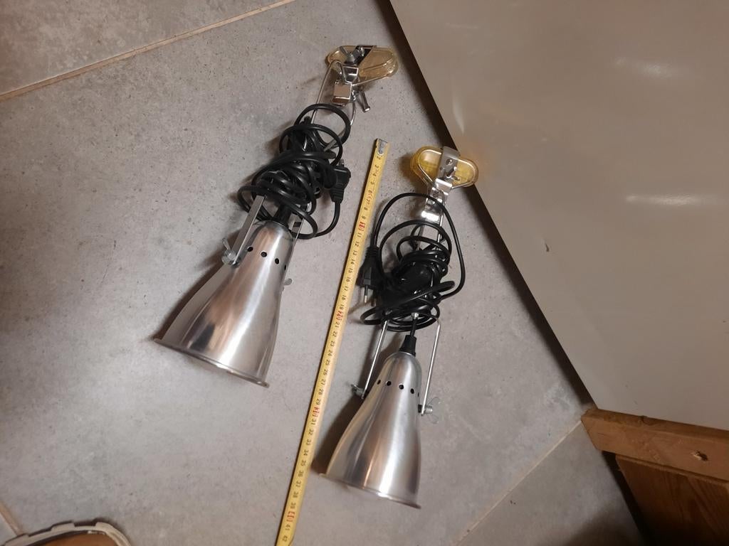 Vintage retro Klemlamp klemspot set 2x nachtlamp  set, Ophalen of Verzenden, Gebruikt, Retro vintage  klemlamp  bedlamp nachtlamp burolamp