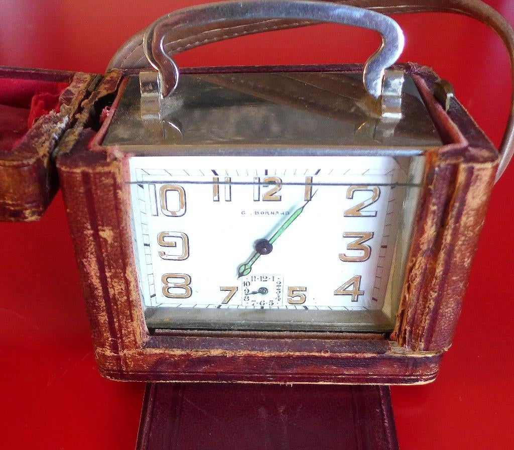 art deco reisklok in chroom met etui, Antiek en Kunst, Antiek | Klokken, Verzenden