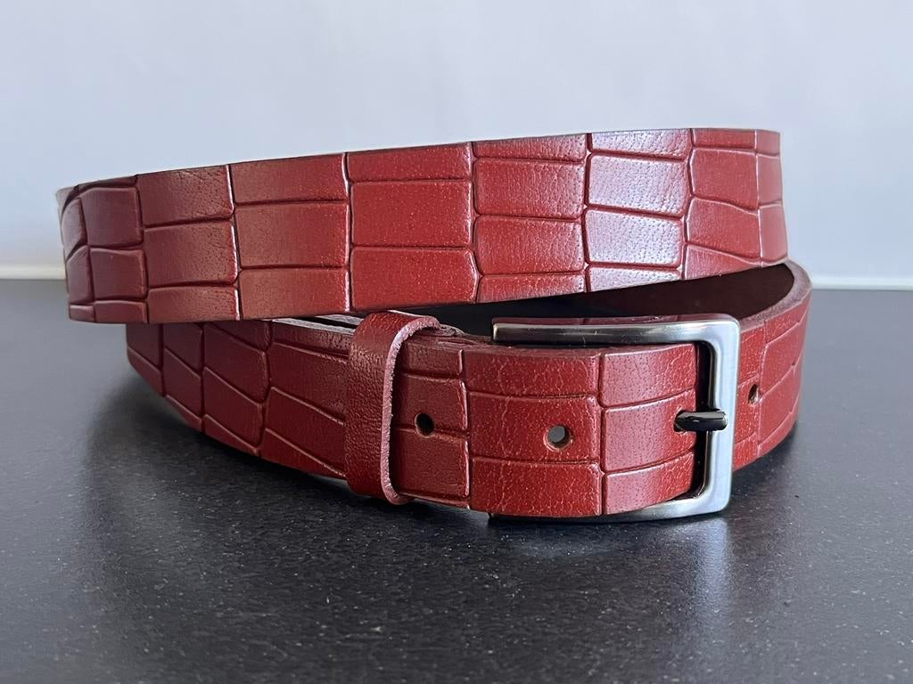 Croco print riem beschikbaar in 95 - 105 - 115 cm nieuw, Kleding | Heren, Riemen en Ceinturen, Op maat te maken, Bruin, Echt leder