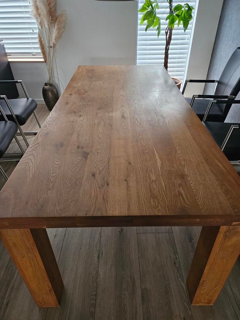 Eetkamer tafel massief eiken, Huis en Inrichting, Tafels | Eettafels, Ophalen, Rechthoekig, 200 cm of meer, 50 tot 100 cm