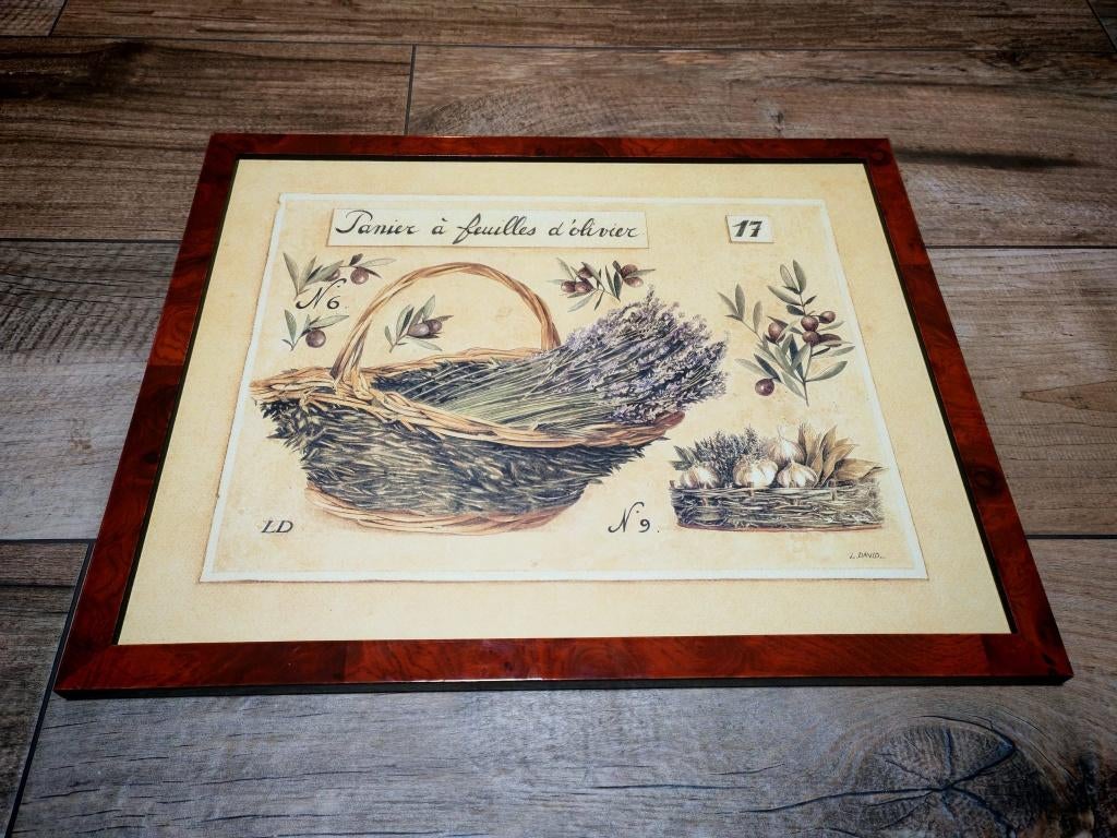 Vintage Botanische Print – Olijf & Lavendel  In Houten Lijst, Ophalen of Verzenden
