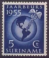 Suriname NVPH nr 323 ongebruikt Jaarbeurs Paramaribo 1955, Postzegels en Munten, Ophalen of Verzenden, Postfris