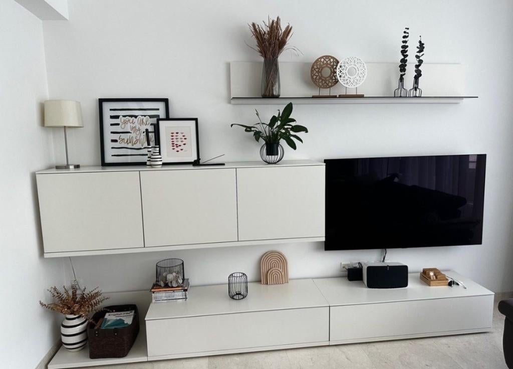 Woonkamer- en tv-meubel, vitrinekast, salontafel (7-delig), Ophalen, Gebruikt, 50 tot 100 cm, Minder dan 100 cm