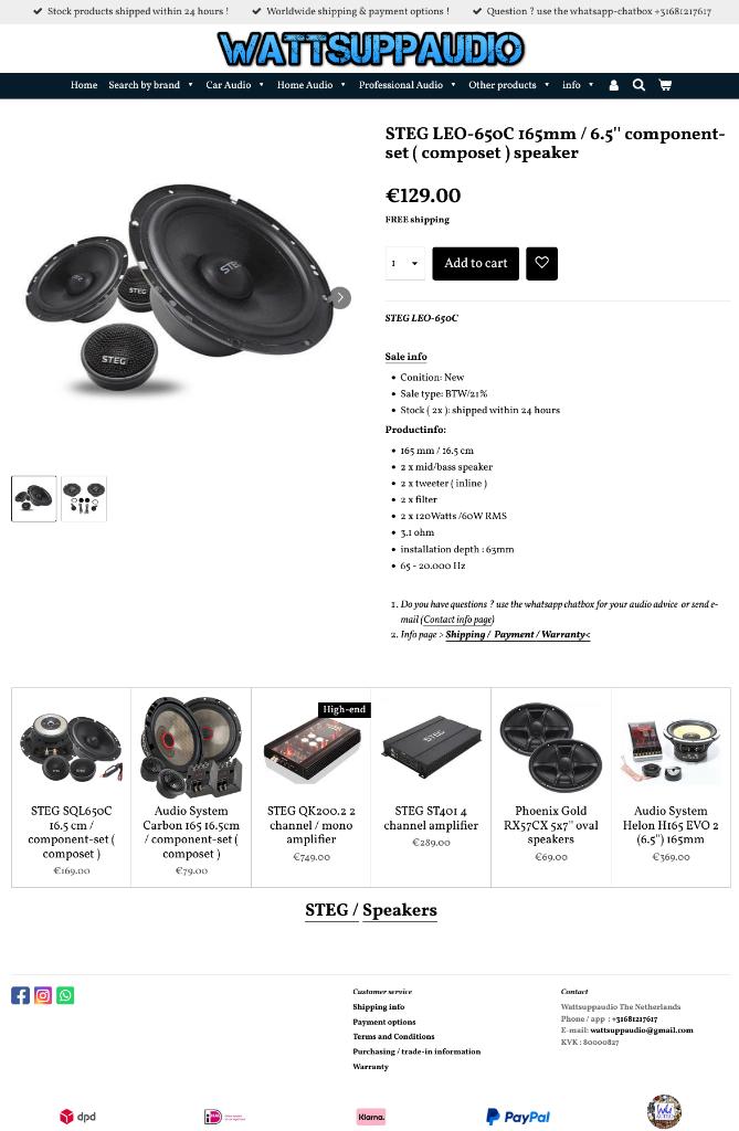 STEG LEO-650C 165mm / 6.5'' ( composet ) speakers, Hifi-Focus, Aalsmeerderweg 173 1432 CL, Aalsmeer, Nieuw, Ophalen of Verzenden