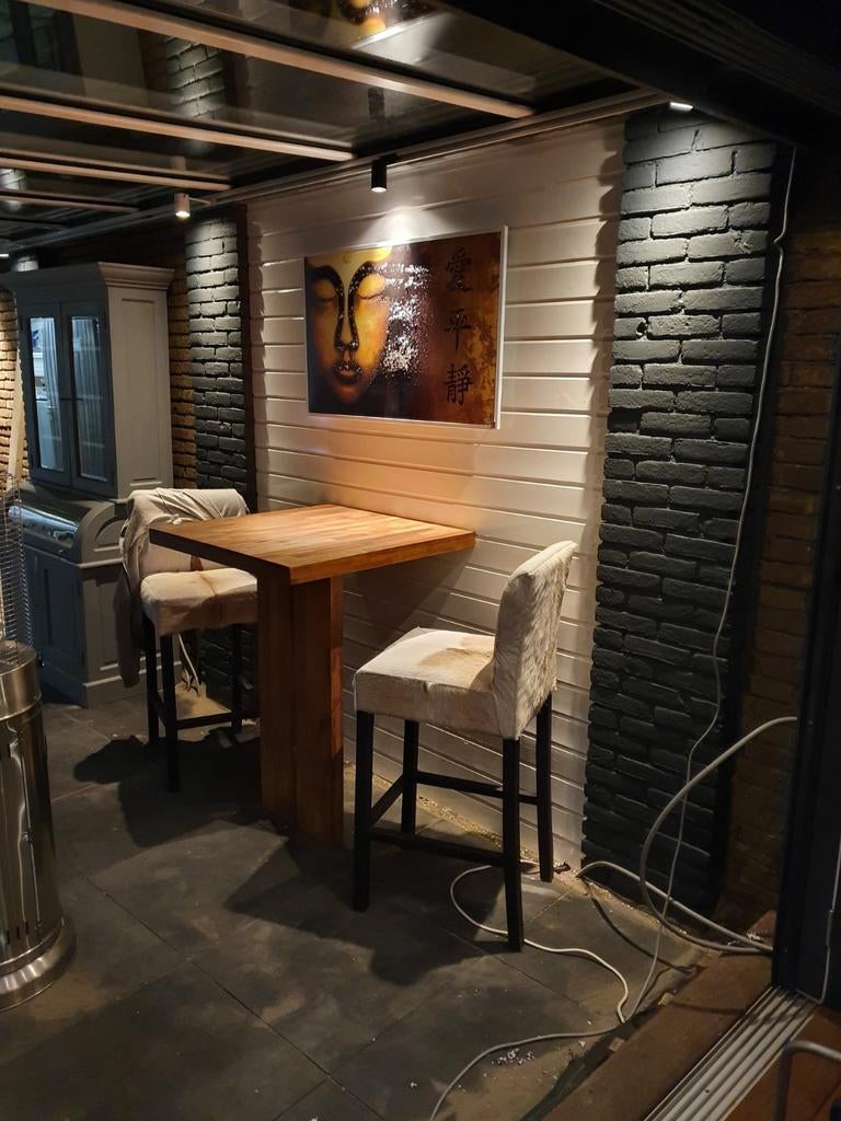 Wandtafel teak 80 × 80, Huis en Inrichting, Barren, Ophalen