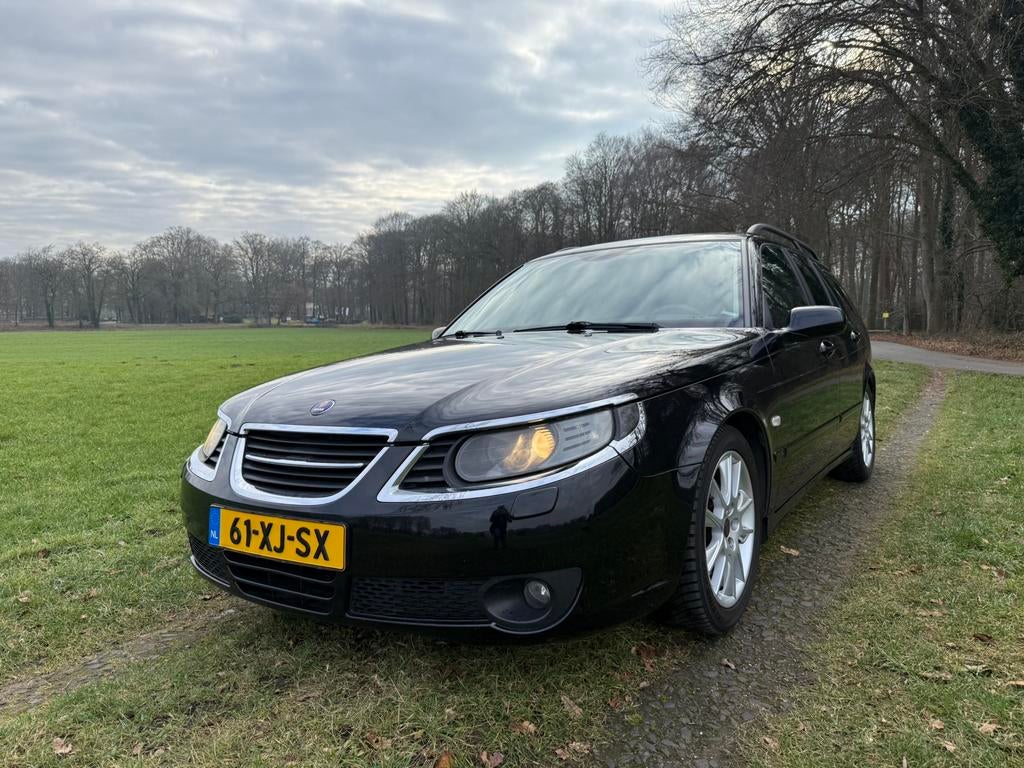 Saab 9-5 2.3 Turbo Aero Sport Estate 2007 dealer onderhouden, Auto's, Saab, 1800 kg, Zwart, 4 cilinders, 2290 cc