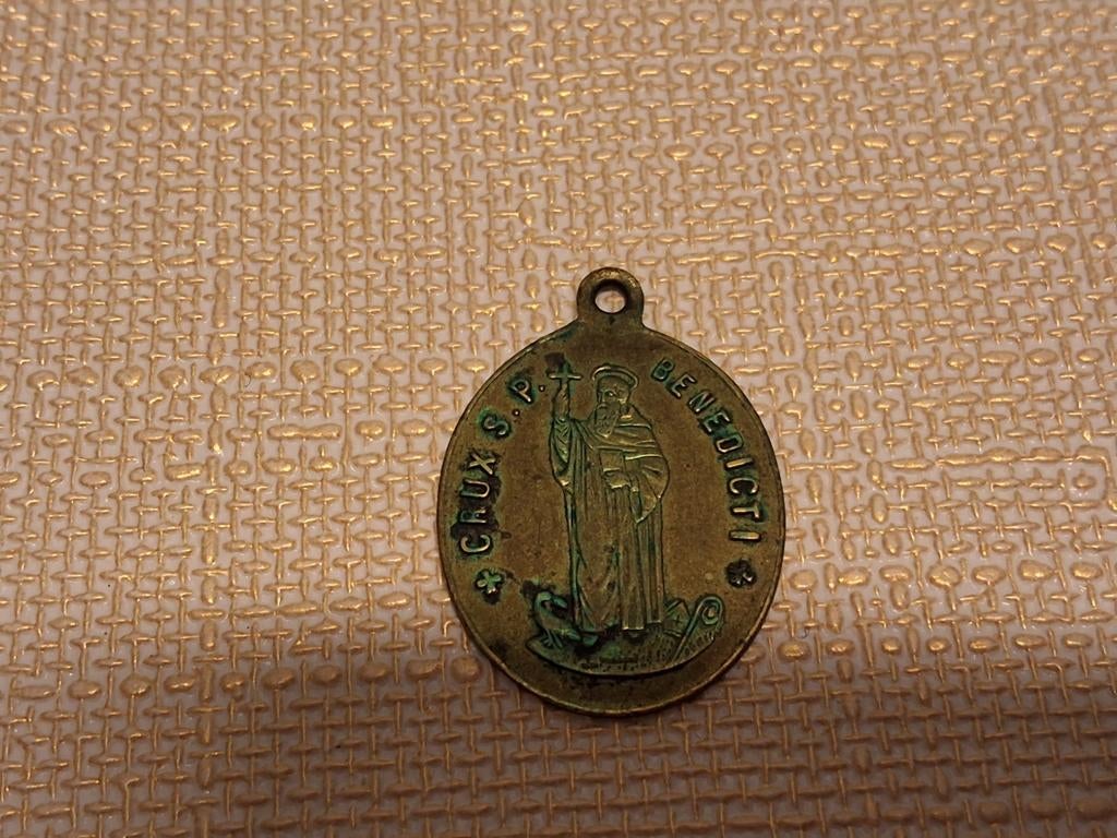 Antieke Medaille van Sint Benedictus, Ophalen of Verzenden