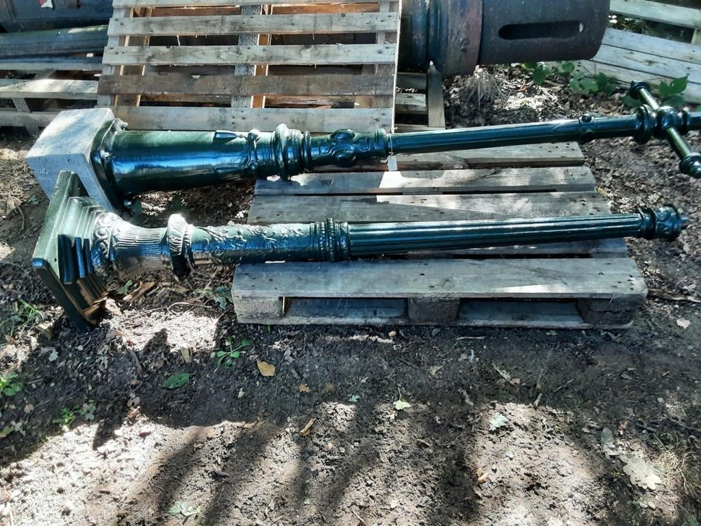 2 x  gietijzer lantaarnpaal ++ nieuwTulppaal zwaar gietijzer, Tuin en Terras, Buitenverlichting, Ophalen, Staande lamp, Nieuw